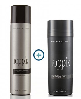 Kit per Capelli Toppik Fibra 55 Gr E Spray Volumizzante