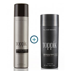 Kit per Capelli Toppik Fibra 55 Gr E Spray Volumizzante